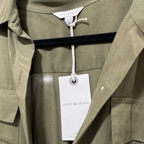 Lucky Brand Olive Button-Up Shirt Dress - Picture 2 of 4